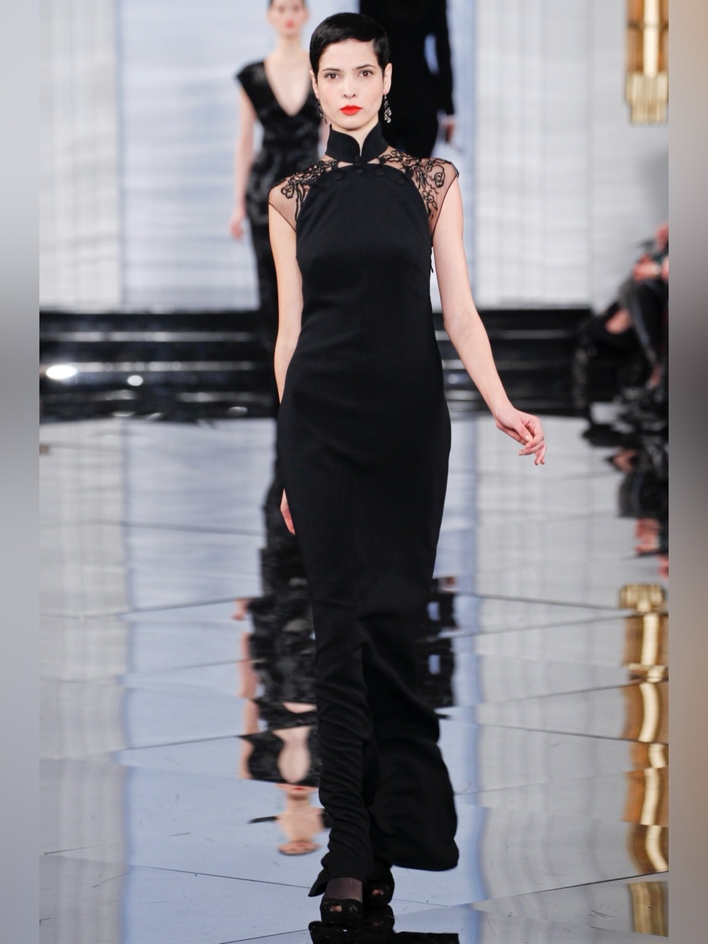 RALPH LAUREN COLLECTION BLACK DRAGON EMBROIDERED CHEONGSAM QIPAO MAXI DRESS SZ 6 - Picture 12 of 17